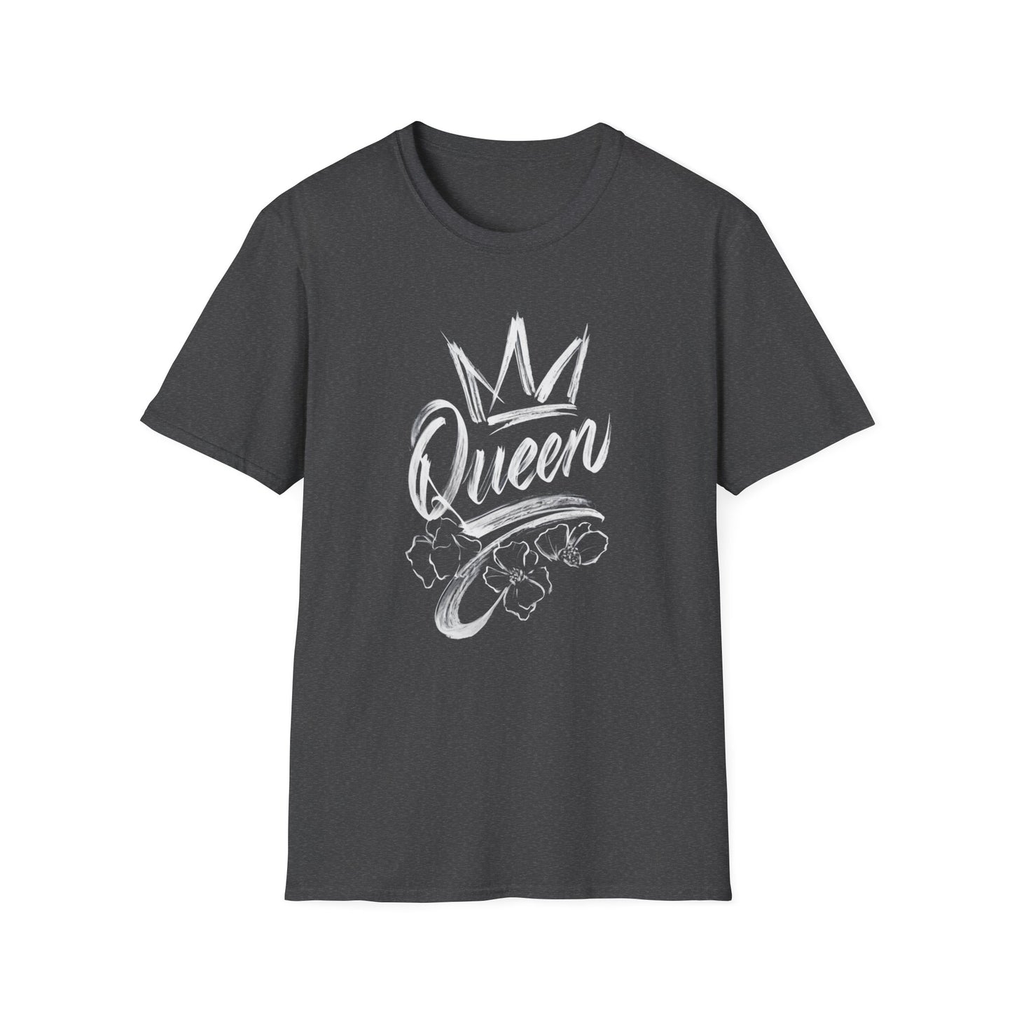Queen T-Shirt – Chalkboard Art Crown Floral Design
