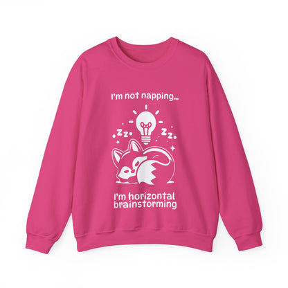 I'm Not Napping, I'm Horizontal Brainstorming - Playful Silhouette Sweatshirt