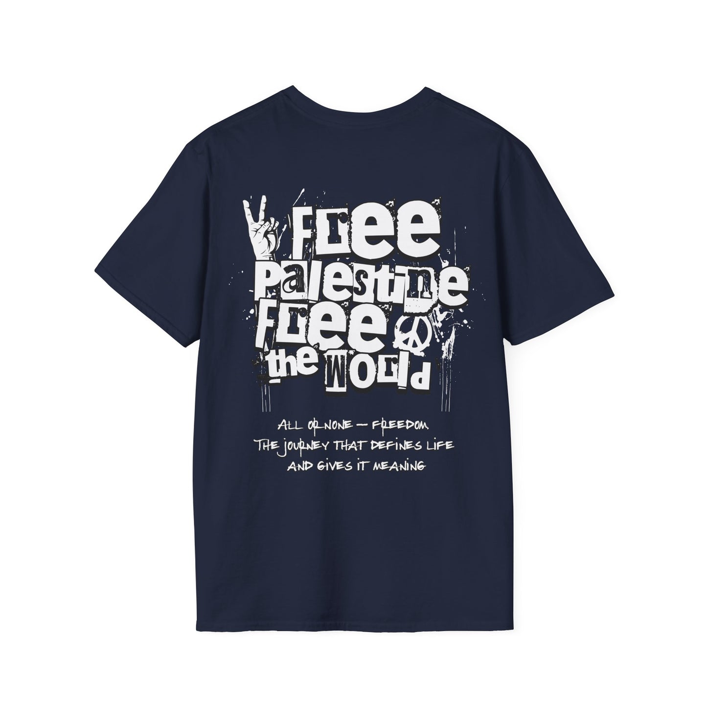 Free Palestine Free The World - Monochrome Graffiti T-Shirt