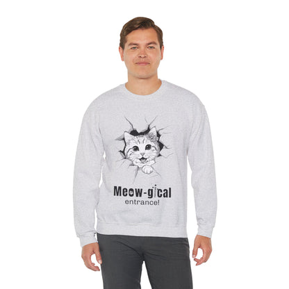 Meow-gical Entrance! - Playful Cute Kitten Breaking through Wall  Sweatshirt
