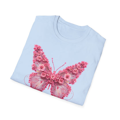 Elegant Floral Butterfly T-Shirt – Whimsical Design