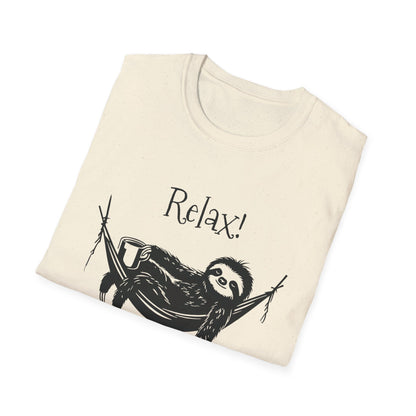 Relax, We Are All Crazy, It Is Not A Competition - Minimalistic Sloth Silhouette In Hammock With Coffee T-Shirt