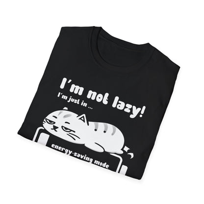 I'm not lazy, I'm Just In Energy Saving Mode - Playful Silhouette Cat On Battery T-Shirt