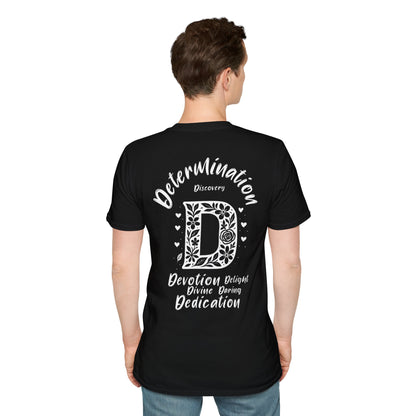 Letter D Flower T-Shirt - Letters Flowers Patterns Front And Back Design