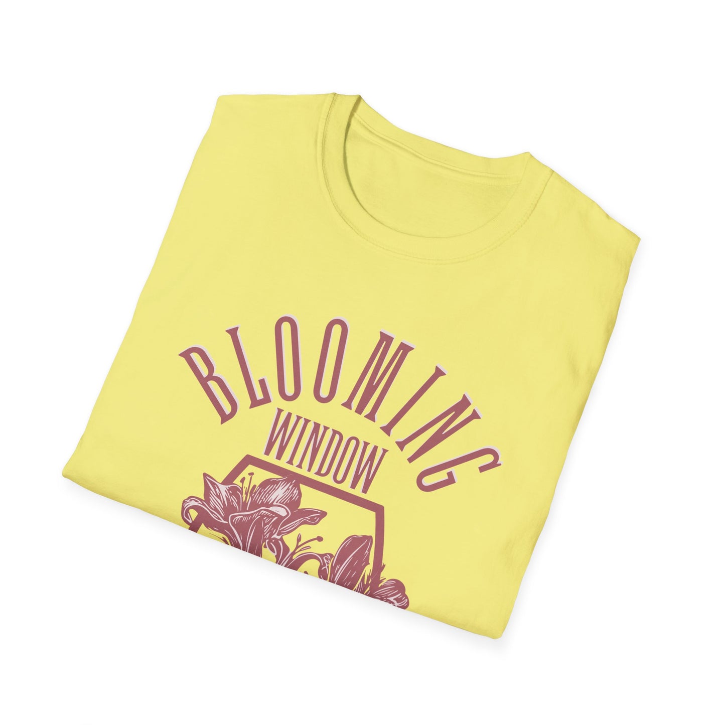 Blooming Window - Monochrome Pink Floral T-Shirt