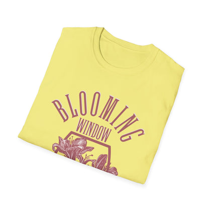 Blooming Window - Monochrome Pink Floral T-Shirt