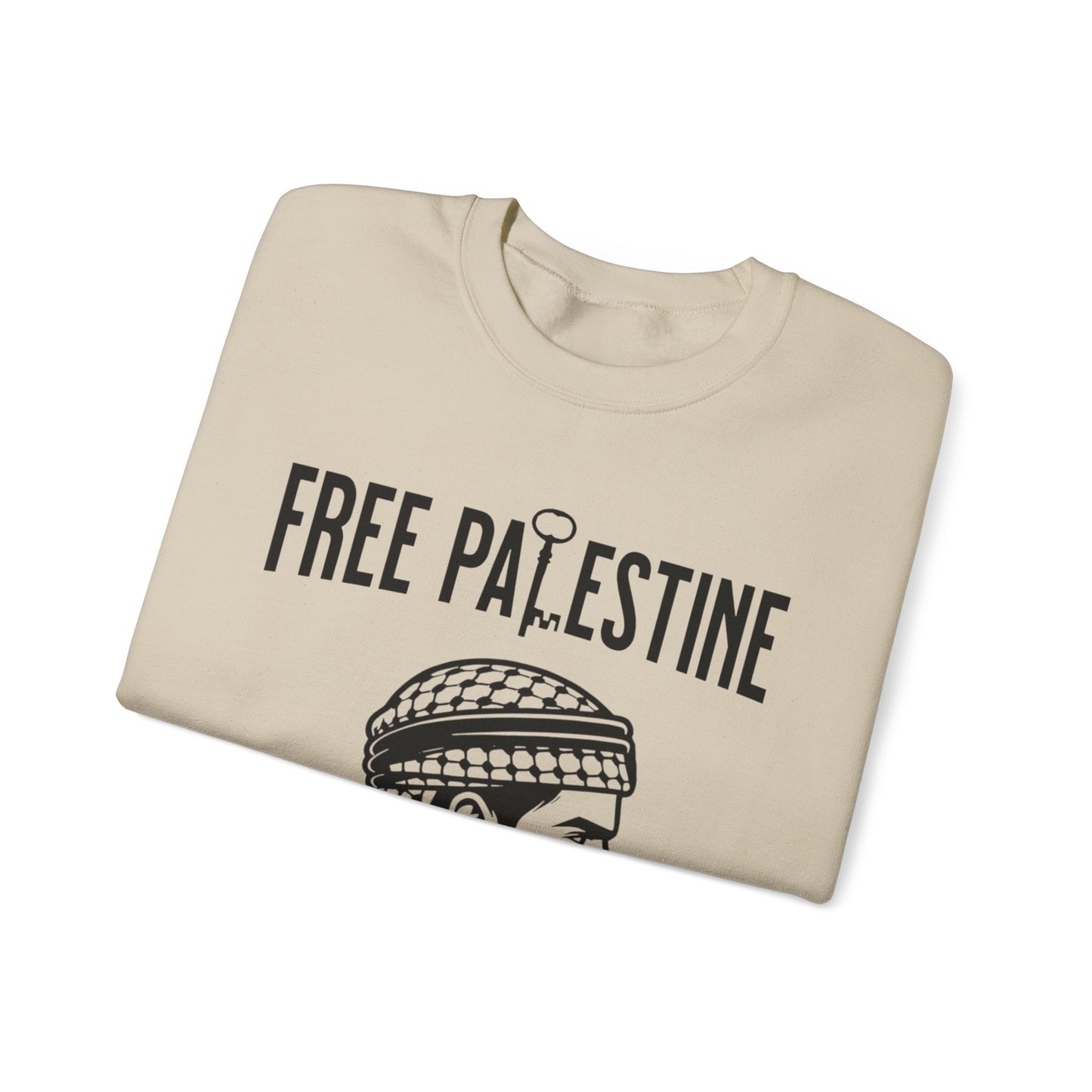 Free Palestine Free World - Man Wearing Palestinian Kuffiyah Sweatshirt
