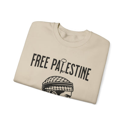 Free Palestine Free World - Man Wearing Palestinian Kuffiyah Sweatshirt