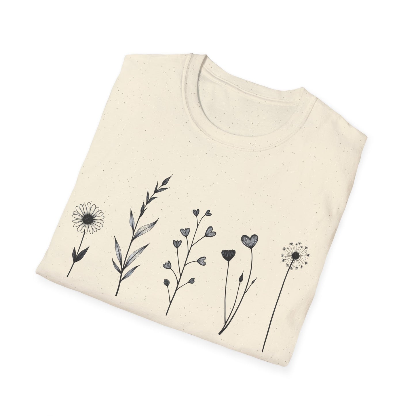 Minimalistic Flowers Line T-Shirt - Botanical Line Art Design
