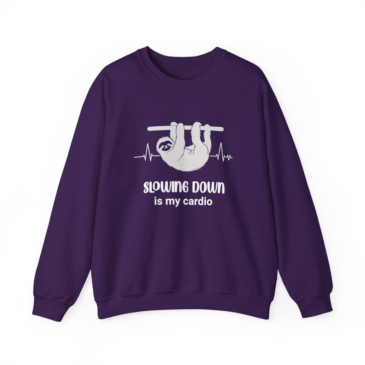 Slowing Down Is My Cardio - Sloth Silhouette With Heartbeat Playful Sweatshirt