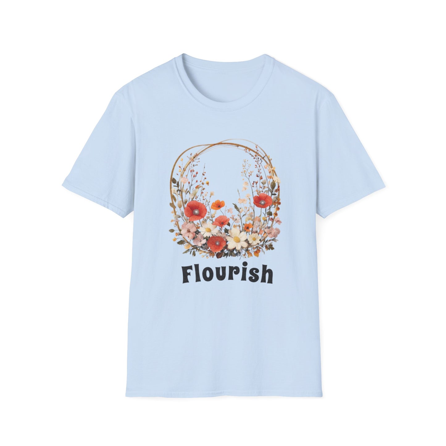 Flourish  - Vintage Watercolor Floral Circular Wreath T-Shirt