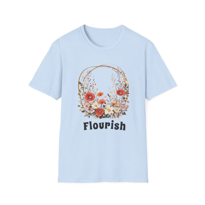 Flourish  - Vintage Watercolor Floral Circular Wreath T-Shirt