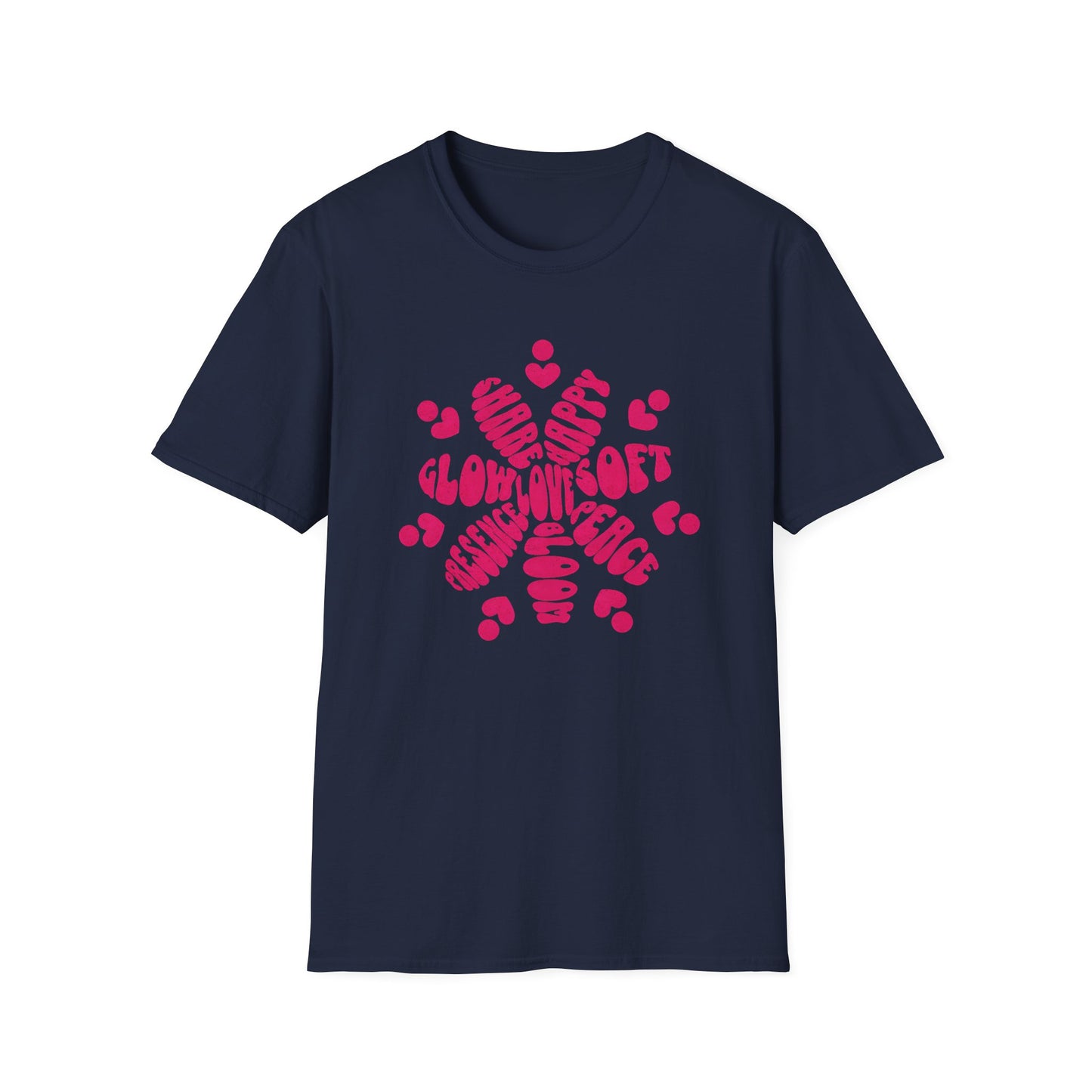 Love is T-Shirt - Vibrant Pink Flower Shape Typography  Design