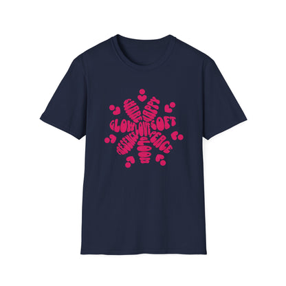Love is T-Shirt - Vibrant Pink Flower Shape Typography  Design