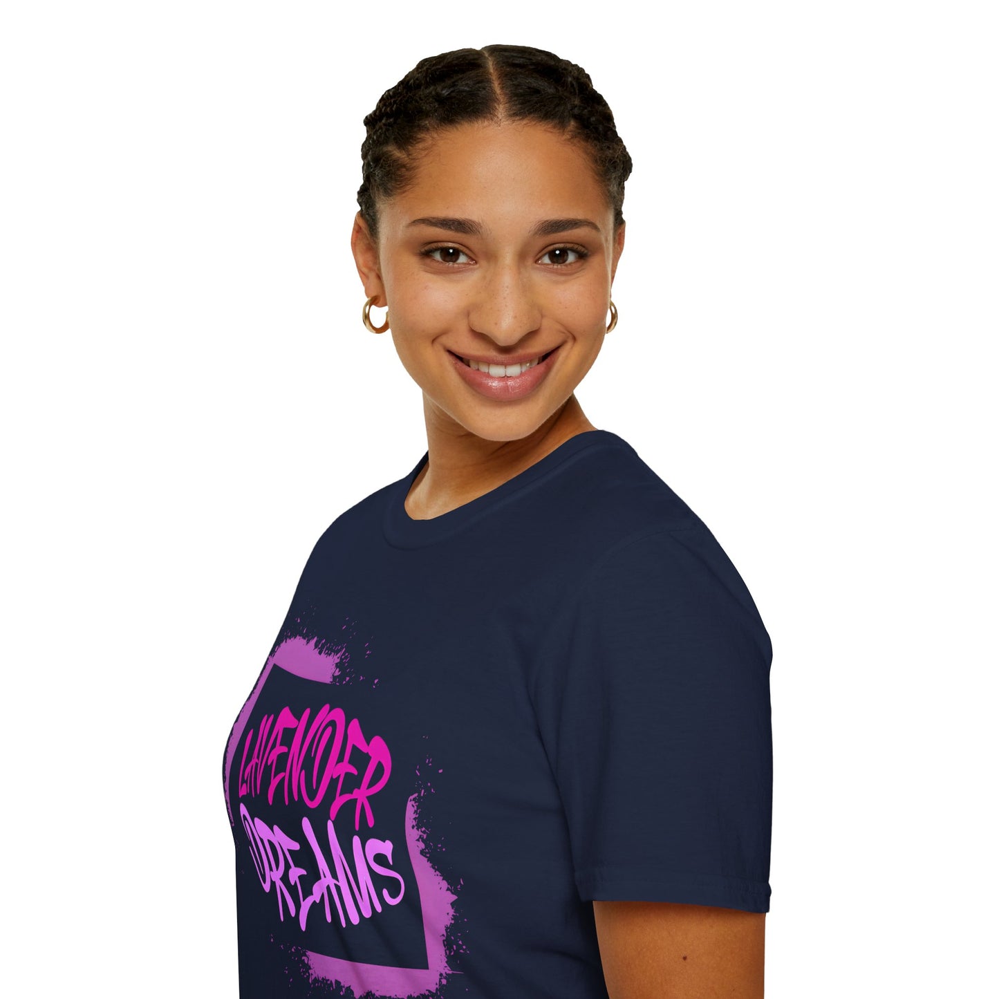 Lavender Dreams T-Shirt - Bold Graffiti Pink Typography Design