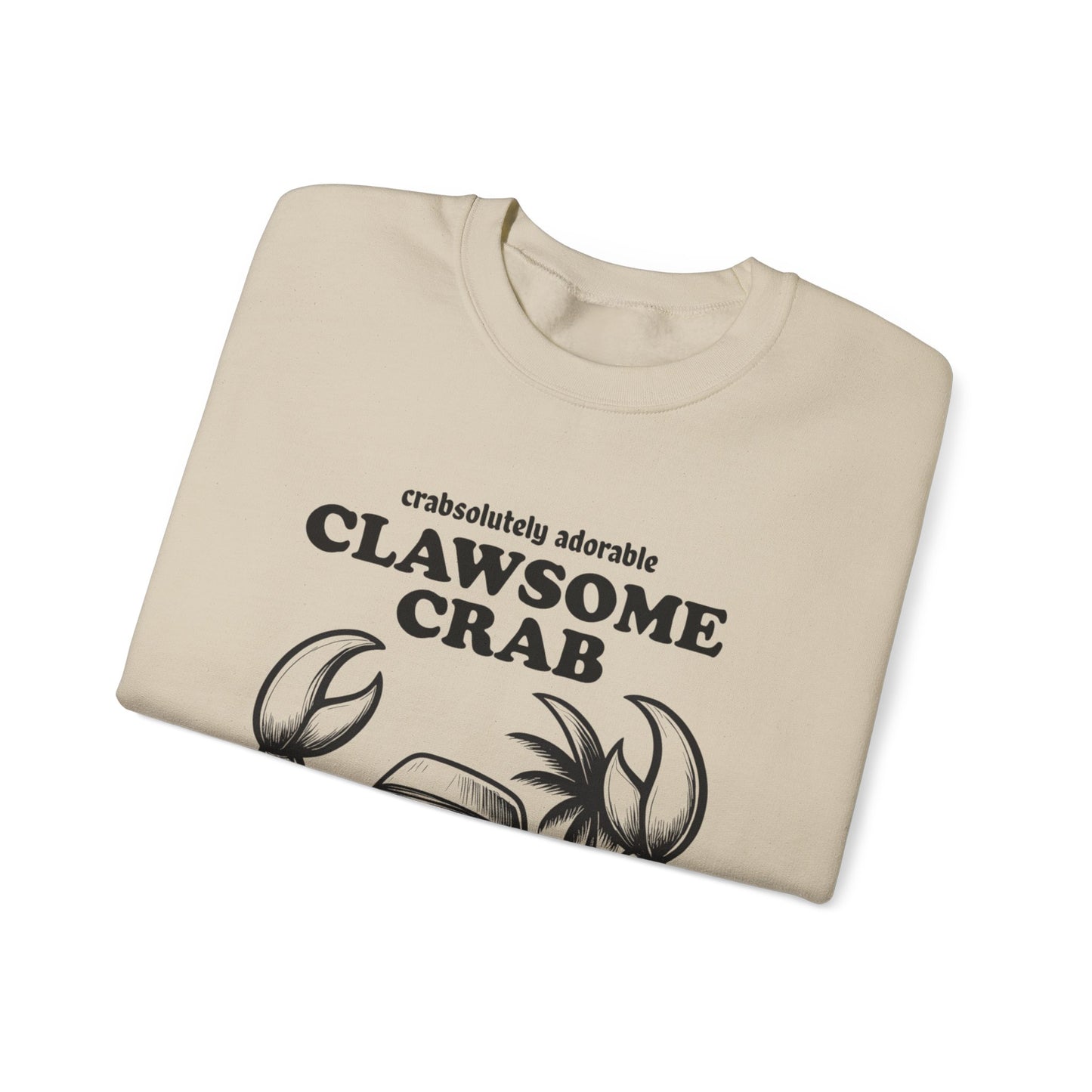 Crabsolutely Adorable Clawsome Crab - Playful Cartoon Crab With Sunglasses And Palm Tree  Sweatshirt