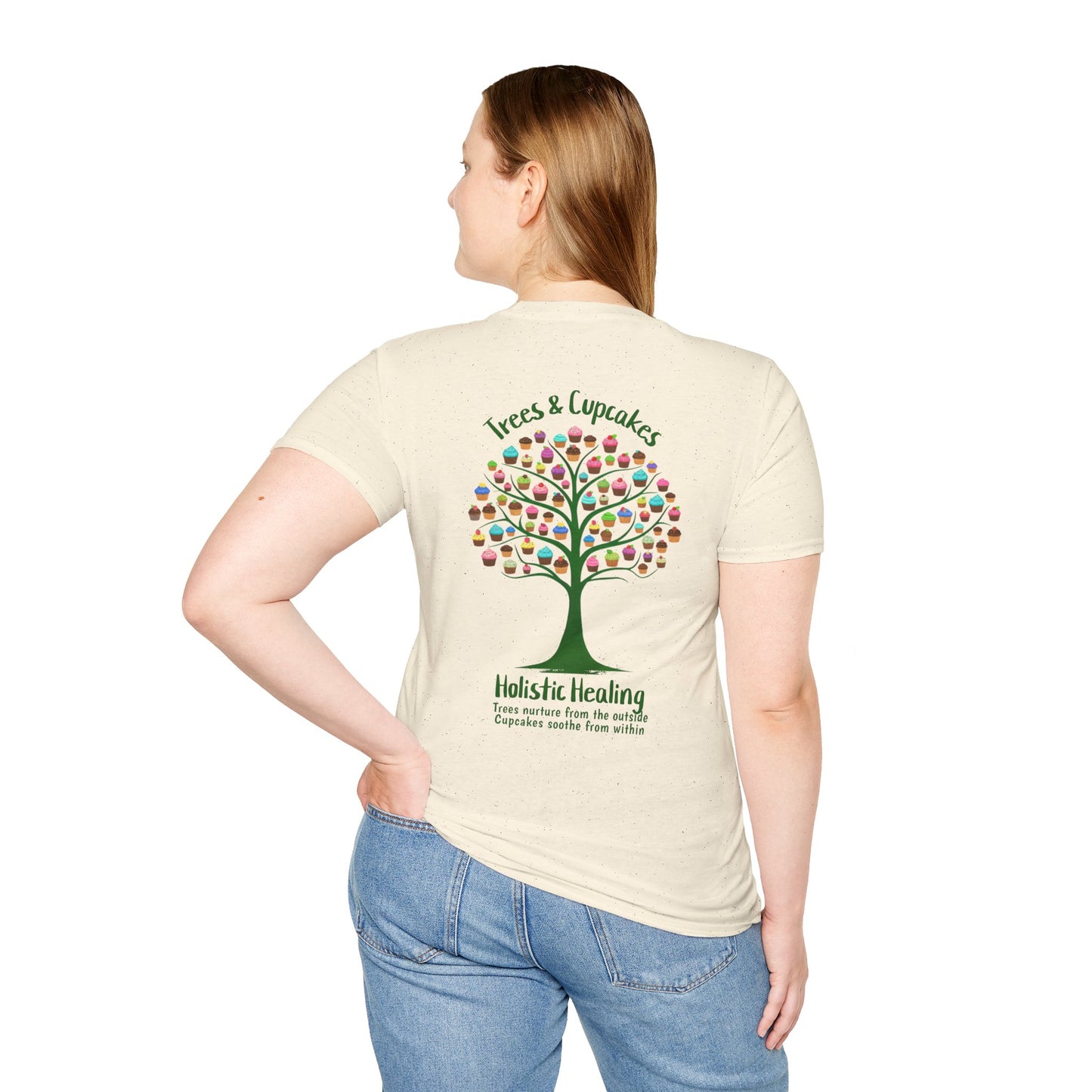 Holistic Healing: Trees and Cupcakes - Colorful Tree silhouette with Cupcakes T-Shirt