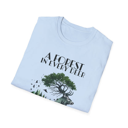 A Forest In Every Deer, A Life In Every Forest  - Forest And Deer Double Exposure Style T-Shirt