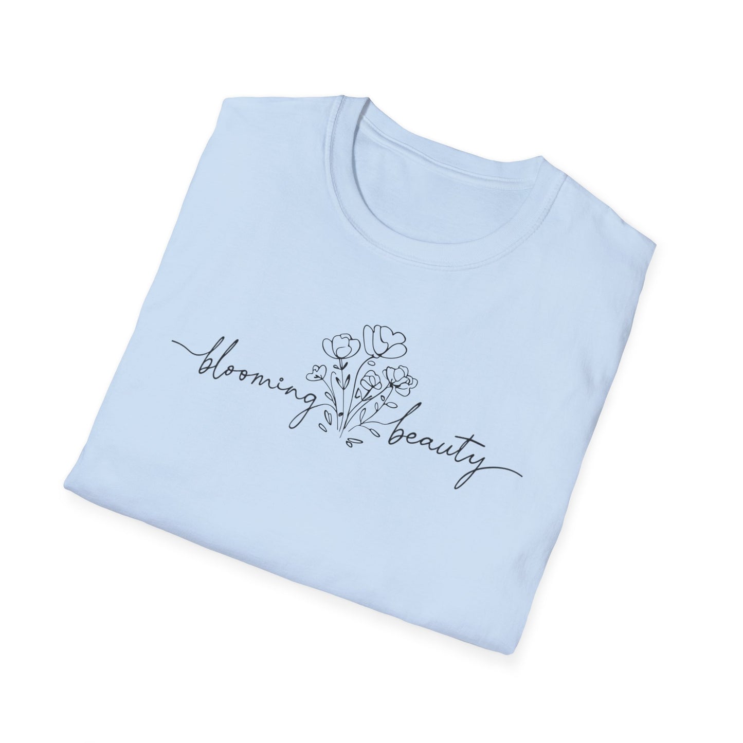 Blooming Beauty T-Shirt - Minimalistic Floral Hand Sketch Style Typography Design