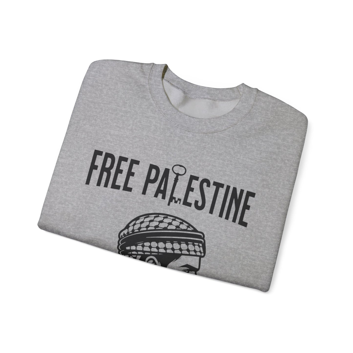 Free Palestine Free World - Man Wearing Palestinian Kuffiyah Sweatshirt