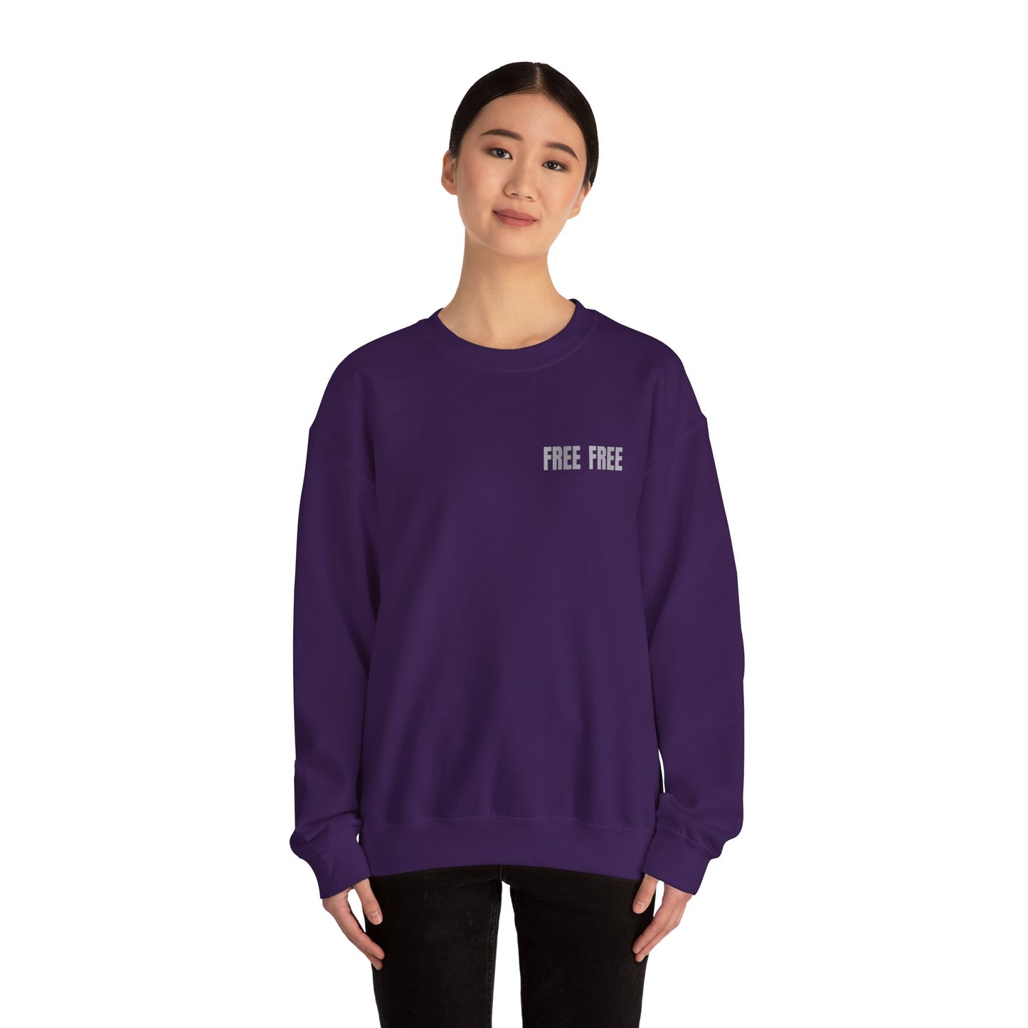 Free Free Free Palestine - Monochrome Metallic-like Style Typography  Front and Back Design Sweatshirt