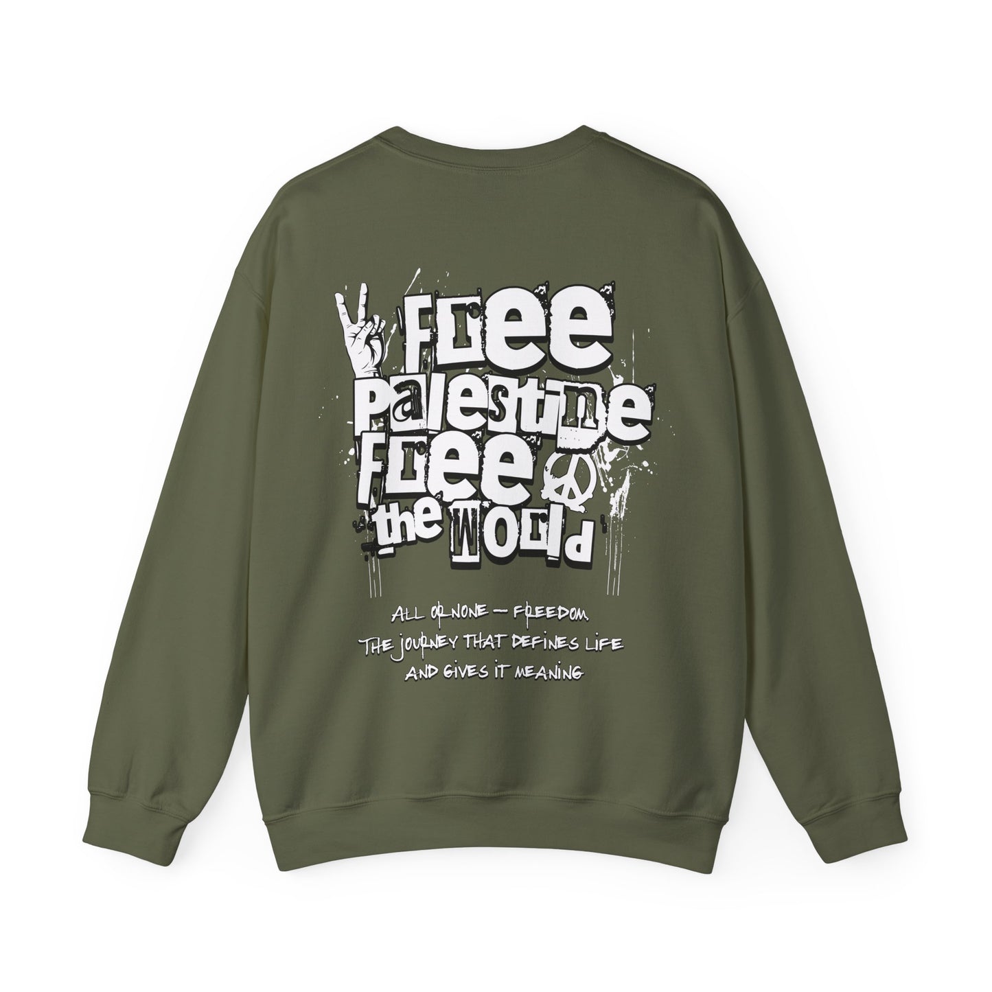 Free Palestine Free The World - Monochrome Graffiti Sweatshirt