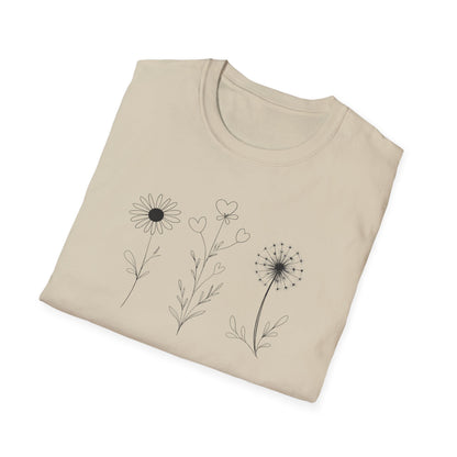 Delicate Botanical Chalk Sketches of Daisies and Dandelions