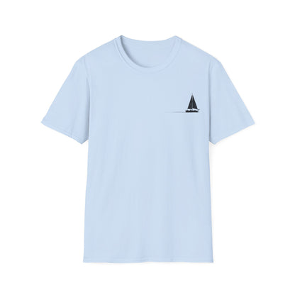 And The Journey Continues -  Minimalist Silhouette Sailboat T-Shirt