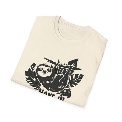 Hang In There! - Playful Minimalistic Sloth Silhouette Hanging Upside Down T-Shirt