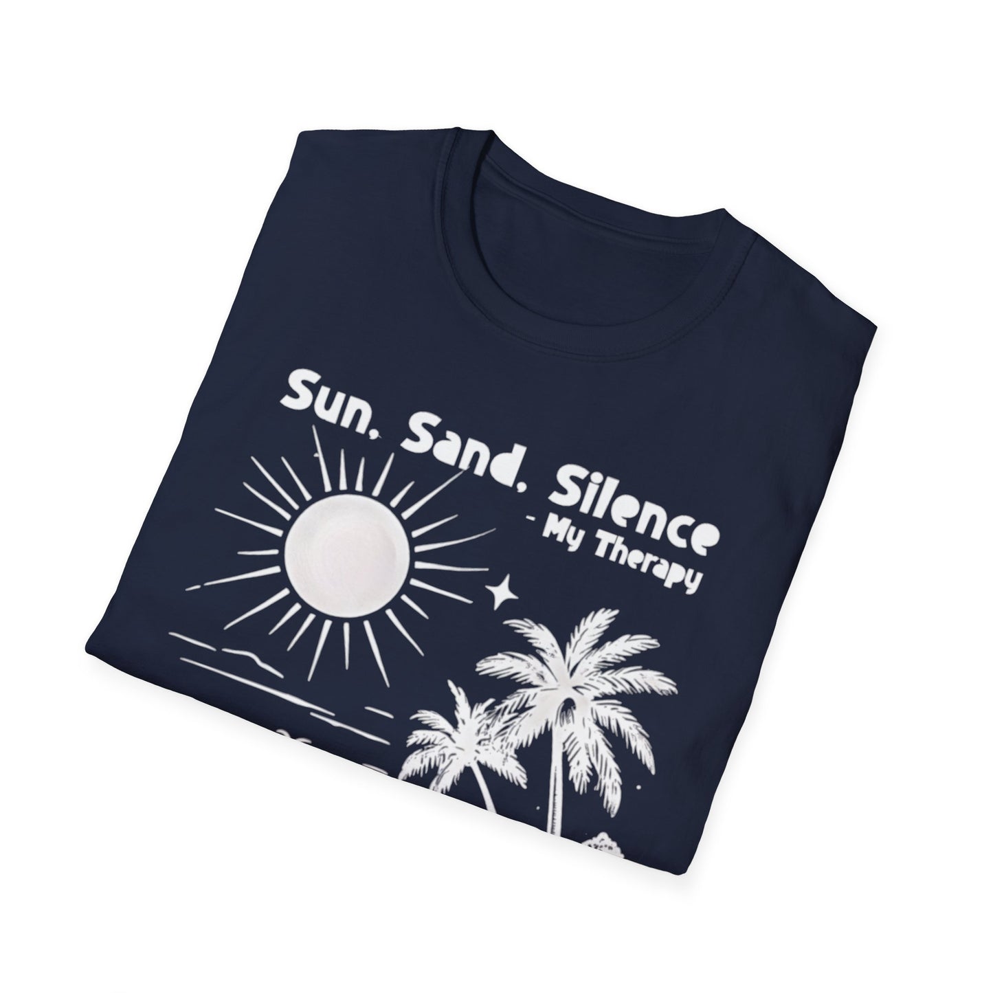 Sun Sand Silence My Therapy - Monochrome Beach Landscape T-Shirt