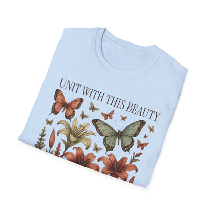 Unit With This Beauty - Vintage Flowers and Butterflies T-Shirt