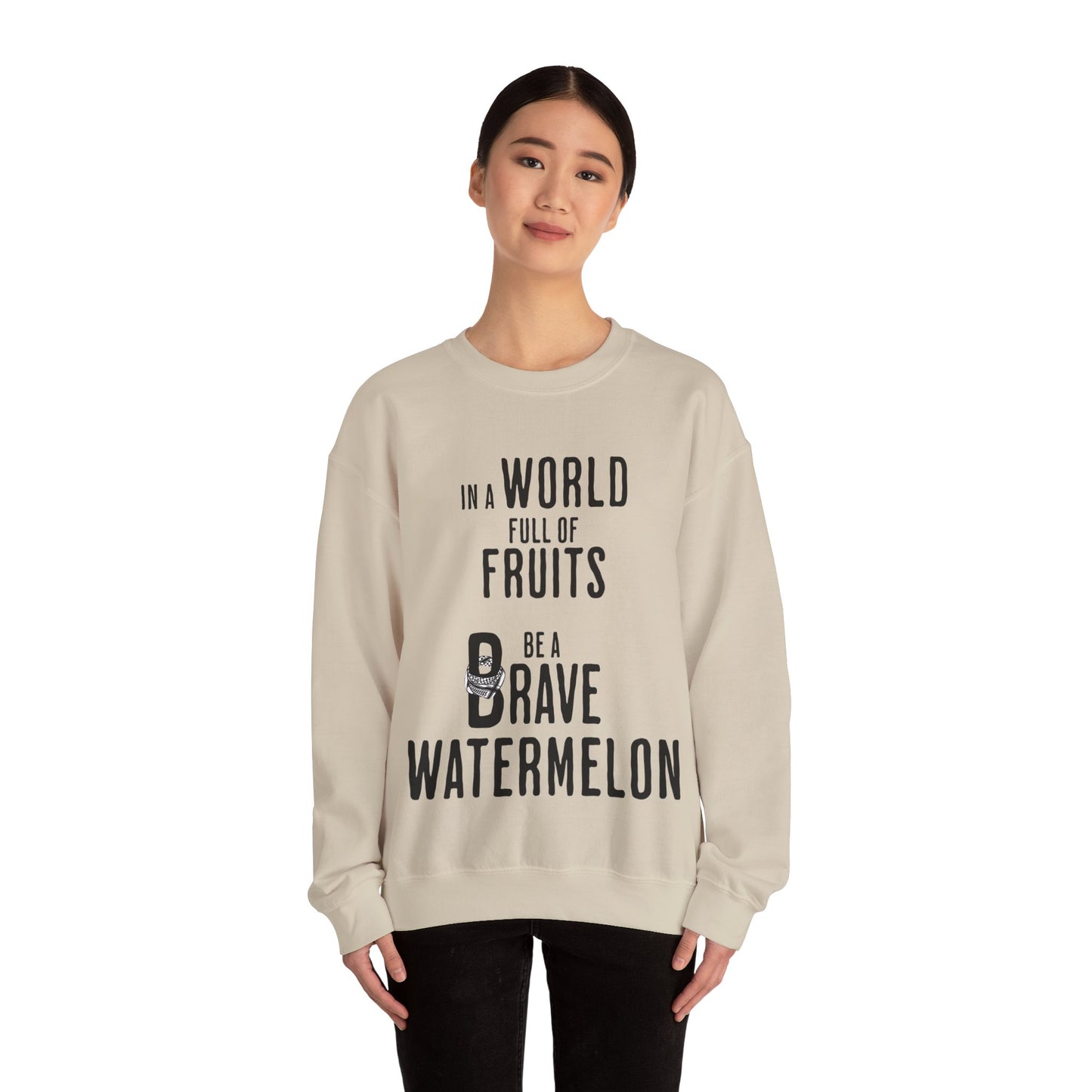 In a world full of fruits be a brave watermelon - Clever Activism Palestinian Keffiyeh Sweatshirt