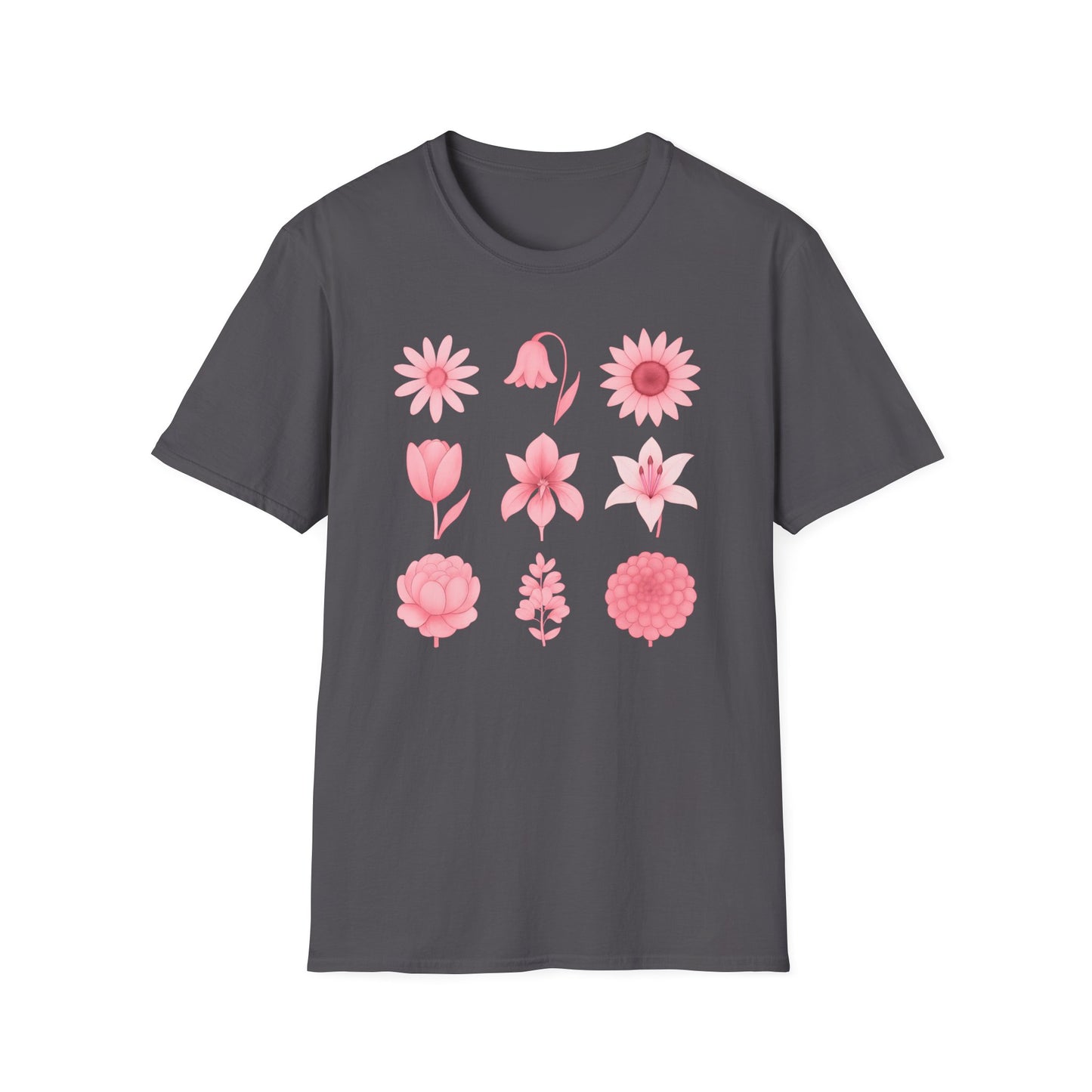 Pink Flowers Grid T-Shirt
