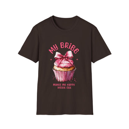 My Bribe Cupcake Makes Me Happy Inside Out -  Watercolor Pink Cupcake T-Shirt