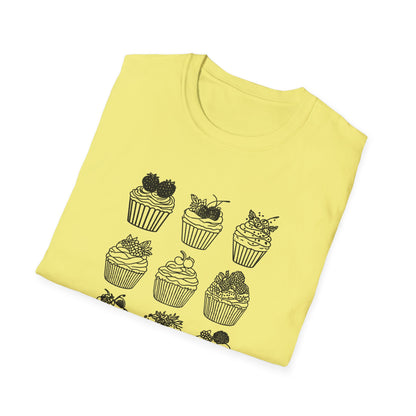 Monochrome Minimalistic Cupcake Grid T-Shirt