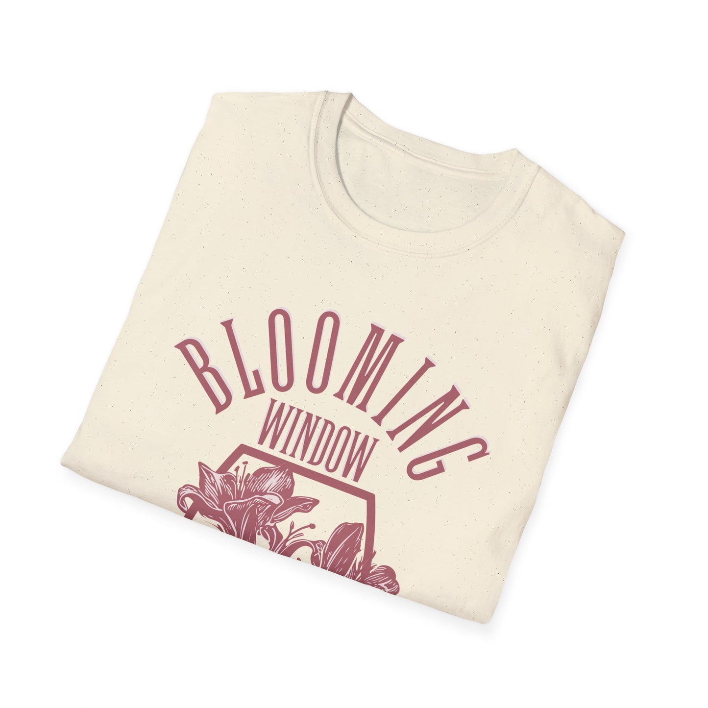 Blooming Window - Monochrome Pink Floral T-Shirt