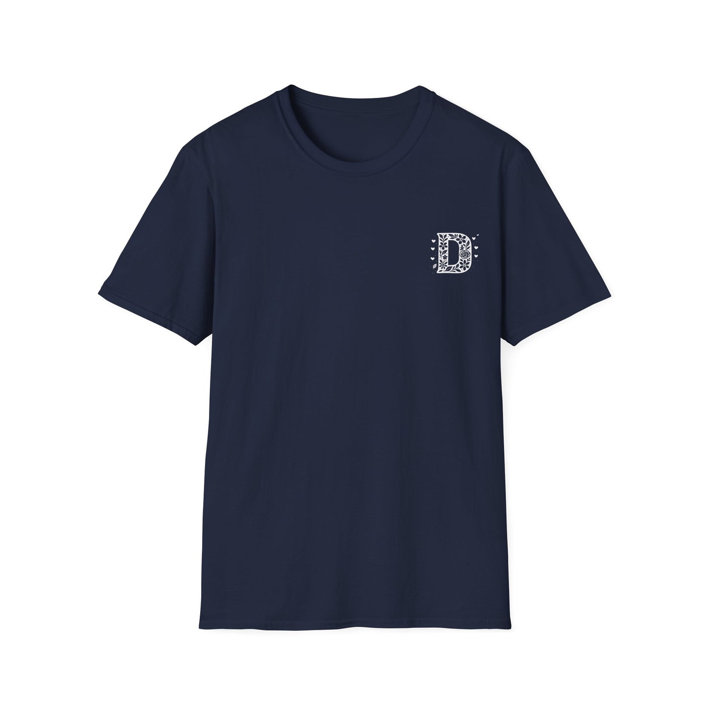Letter D Flower T-Shirt - Letters Flowers Patterns Front And Back Design