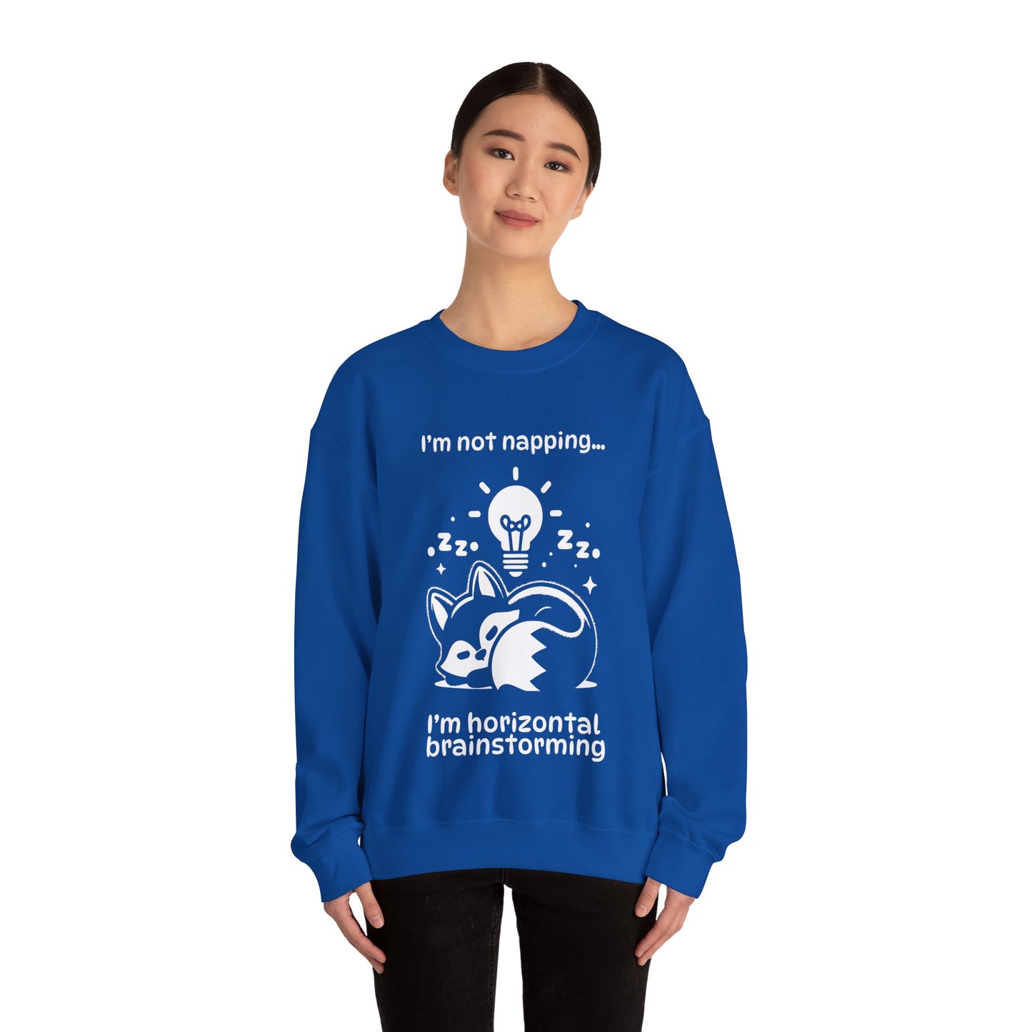 I'm Not Napping, I'm Horizontal Brainstorming - Playful Silhouette Sweatshirt