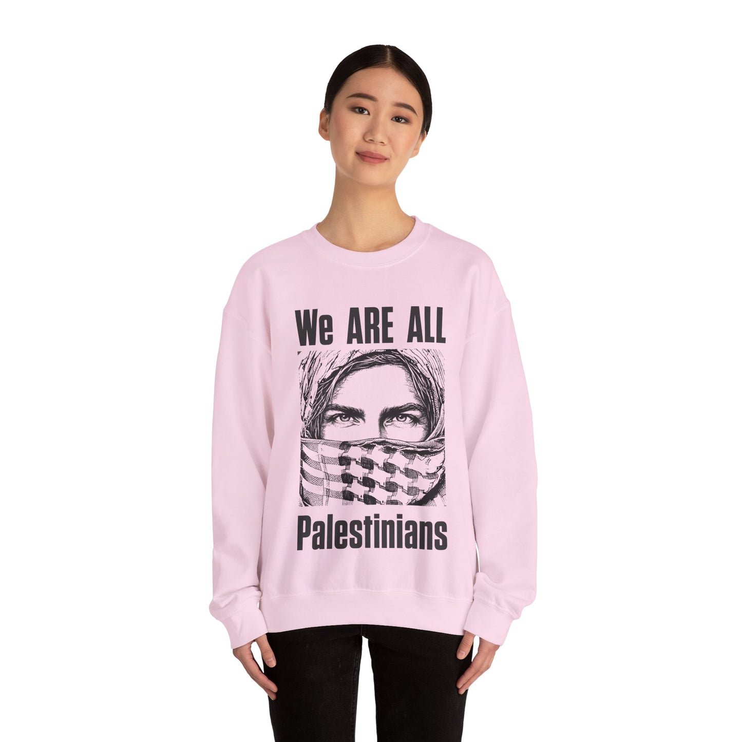 We are all Palestinians Graphic Sweatshirt mans face