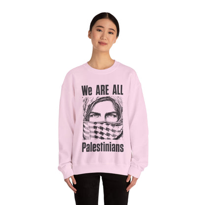 We are all Palestinians Graphic Sweatshirt mans face