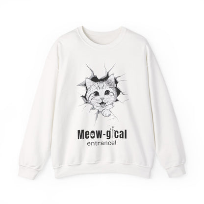Meow-gical Entrance! - Playful Cute Kitten Breaking through Wall  Sweatshirt