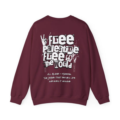 Free Palestine Free The World - Monochrome Graffiti Sweatshirt