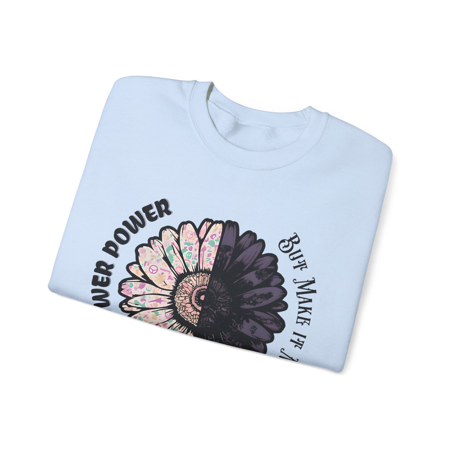 Flower Power but Make it Moody - Symmetrical Flower of Contrasting Design Sweatshirt