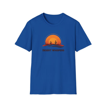 Desert Whispers T-Shirt – Nature Scene with Sunset, Cactus, and Sand Design