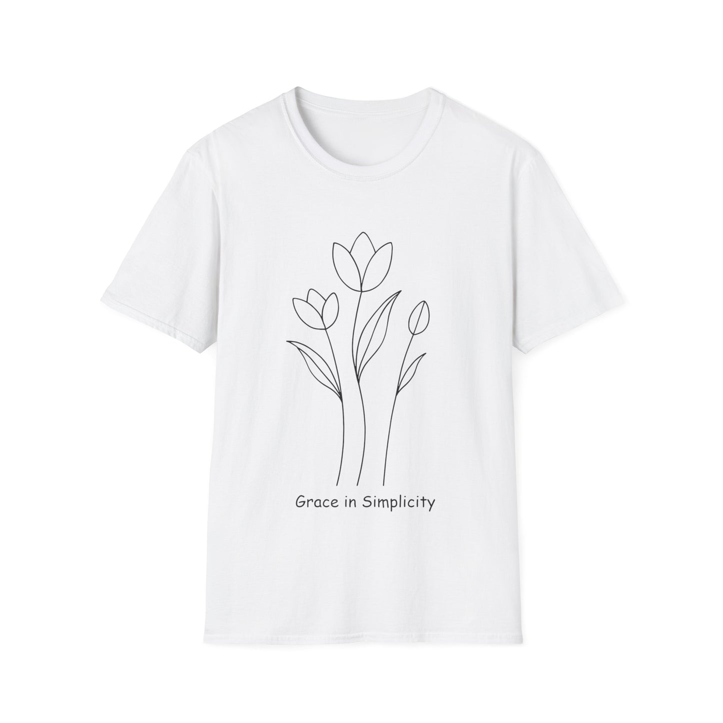 Tulip Outline T-shirt - Minimalistic Floral Design