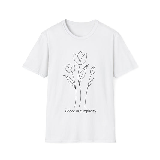 Tulip Outline T-shirt - Minimalistic Floral Design