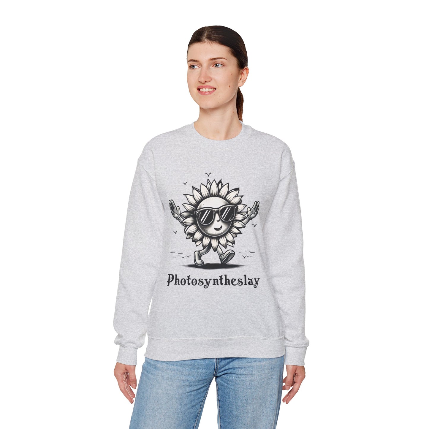 Photosyntheslay - Playful Cartoon Sunflower with Sunglasses Sweatshirt