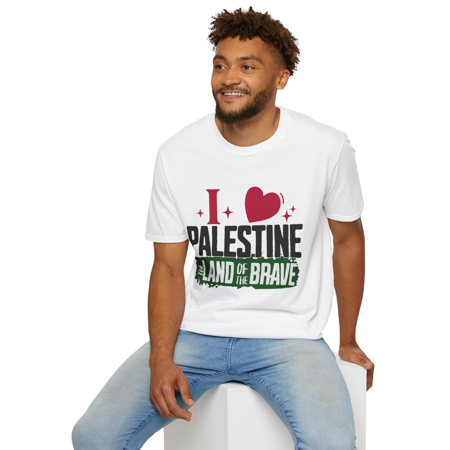 I Love Palestine, The Land Of The Brave - Typography T-Shirt