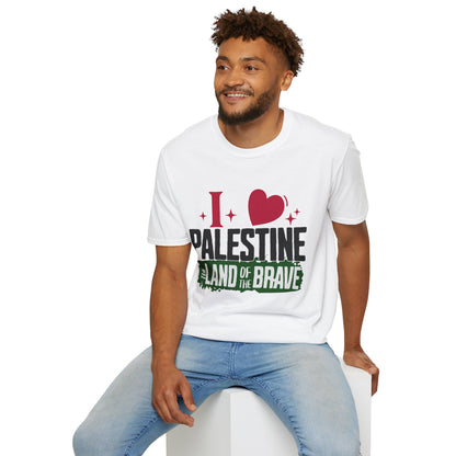 I Love Palestine, The Land Of The Brave - Typography T-Shirt