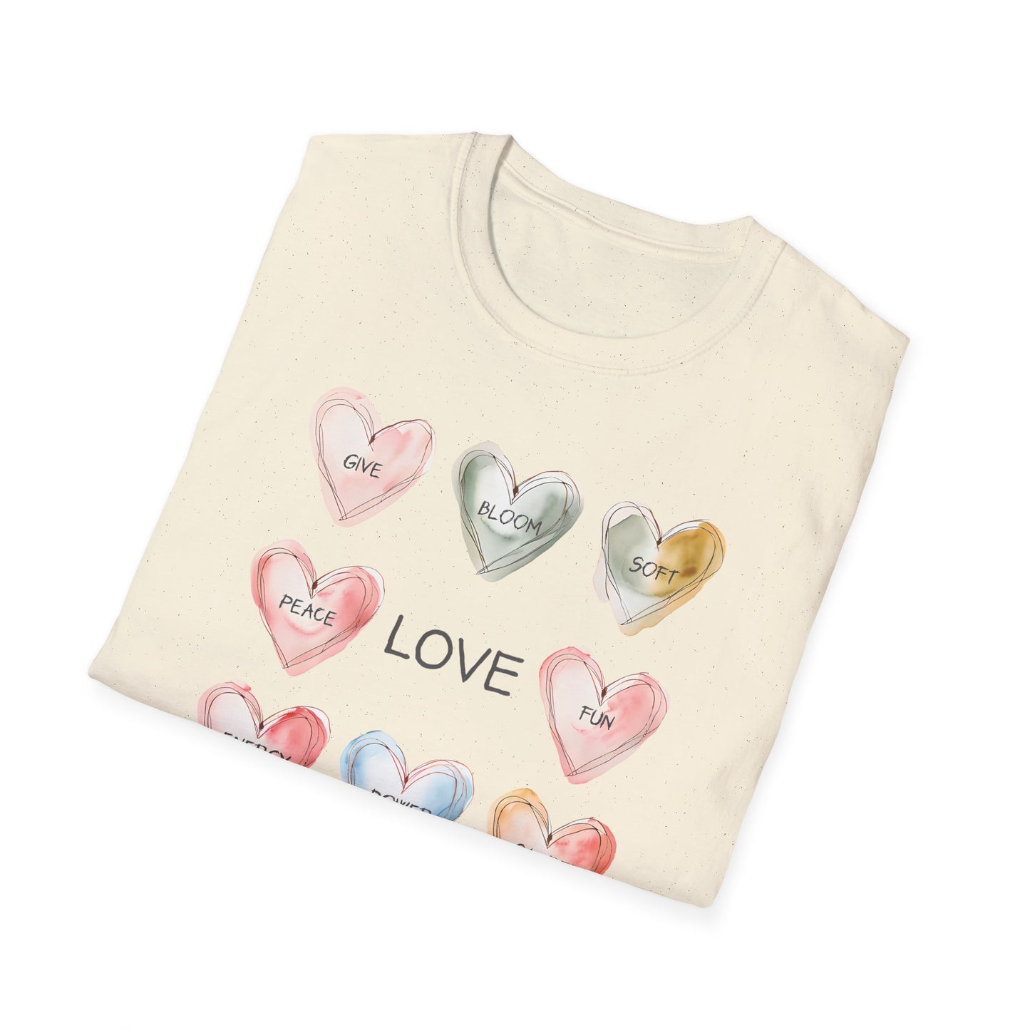 Love Is - Watercolor Hearts Grid With Text T-Shirt